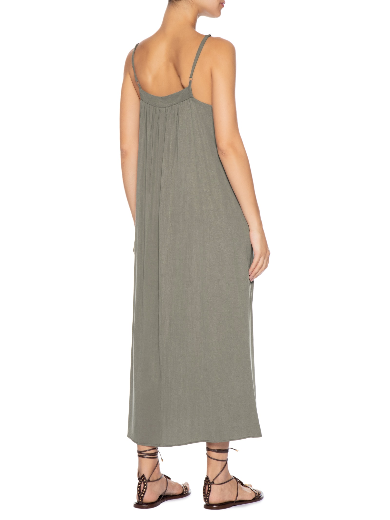 Vestido Midi Passador Concha Marrom Maria Filó