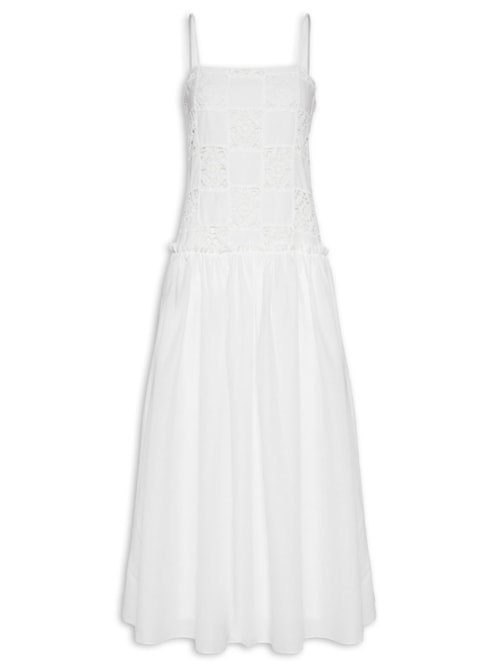 Vestido Midi Patch Crochê – Off White