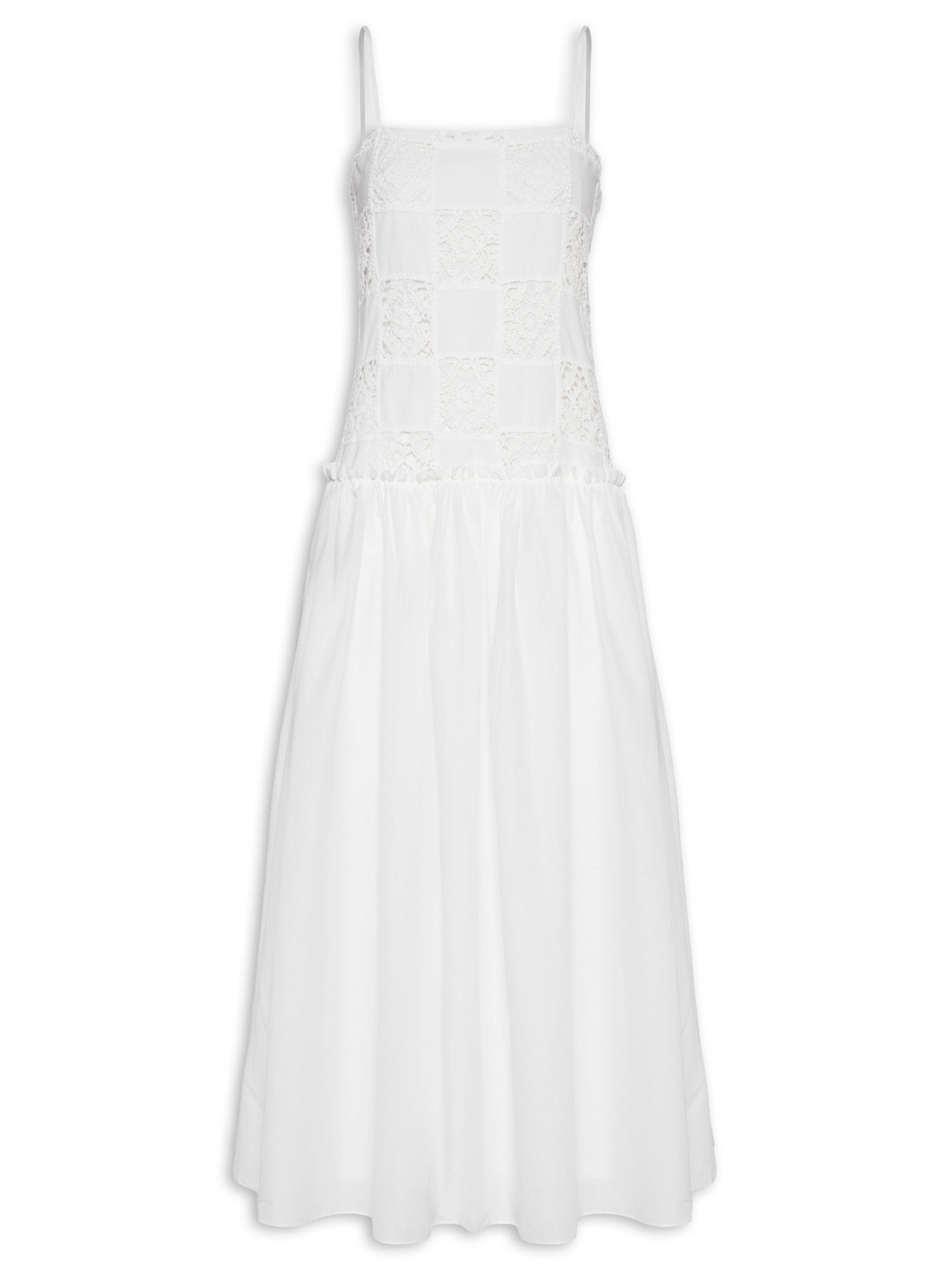 Vestido Midi Patch Crochê Off White Dress To