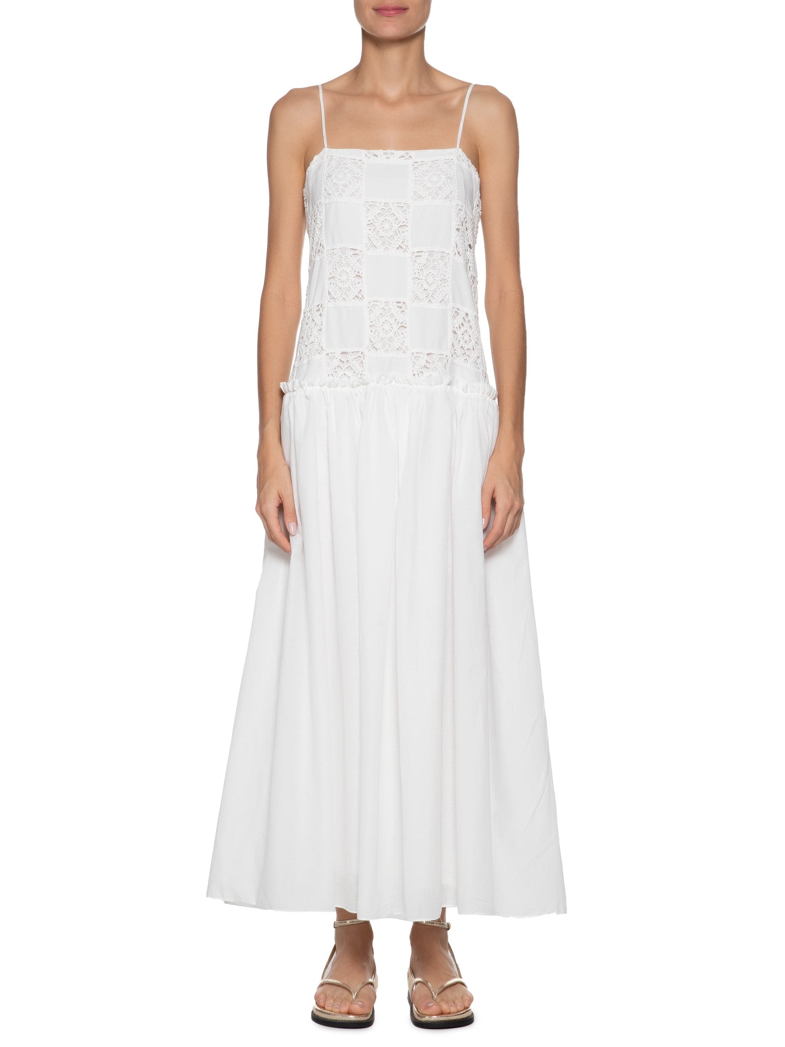 Vestido Midi Patch Crochê Off White Dress To