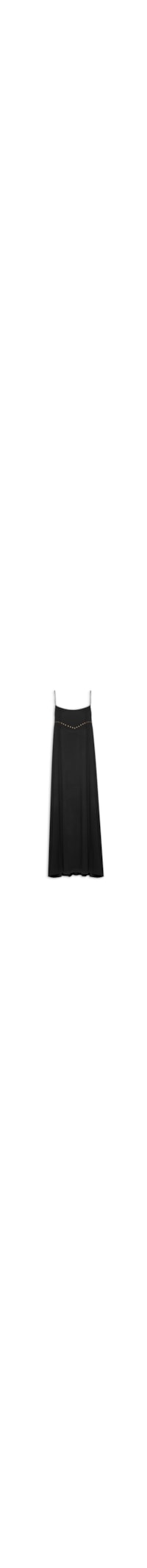 Vestido Midi Pesponto Tacha Decote - Preto