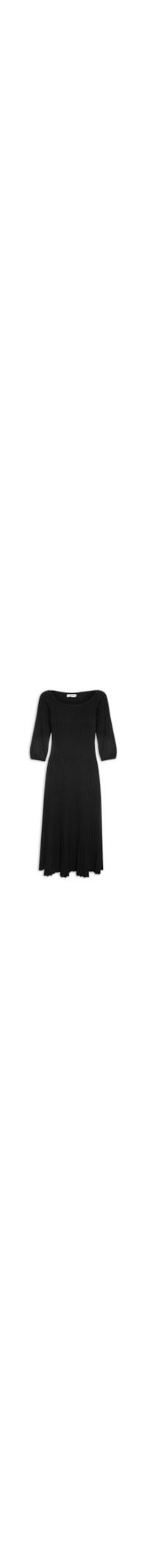 Vestido Midi Plissado - Preto
