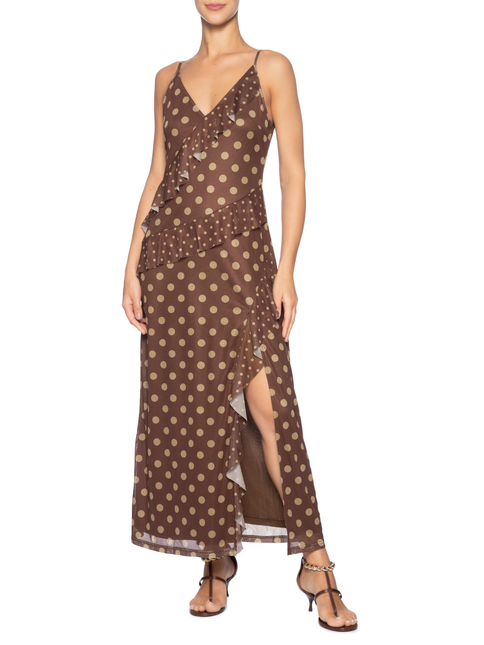 Vestido Midi Poá Marrom Market 33