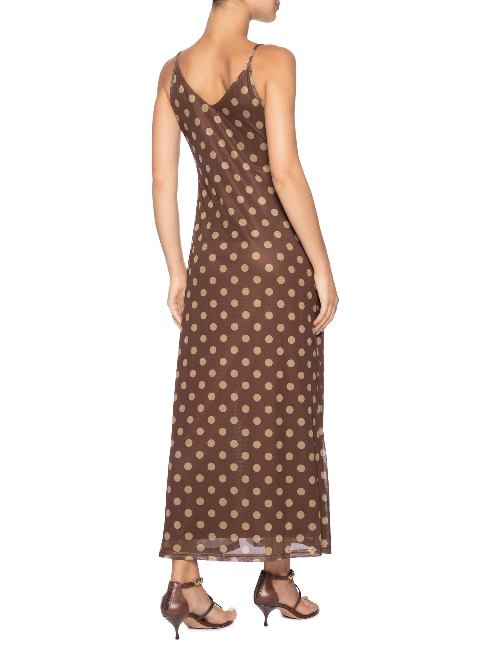 Vestido Midi Poá Marrom Market 33