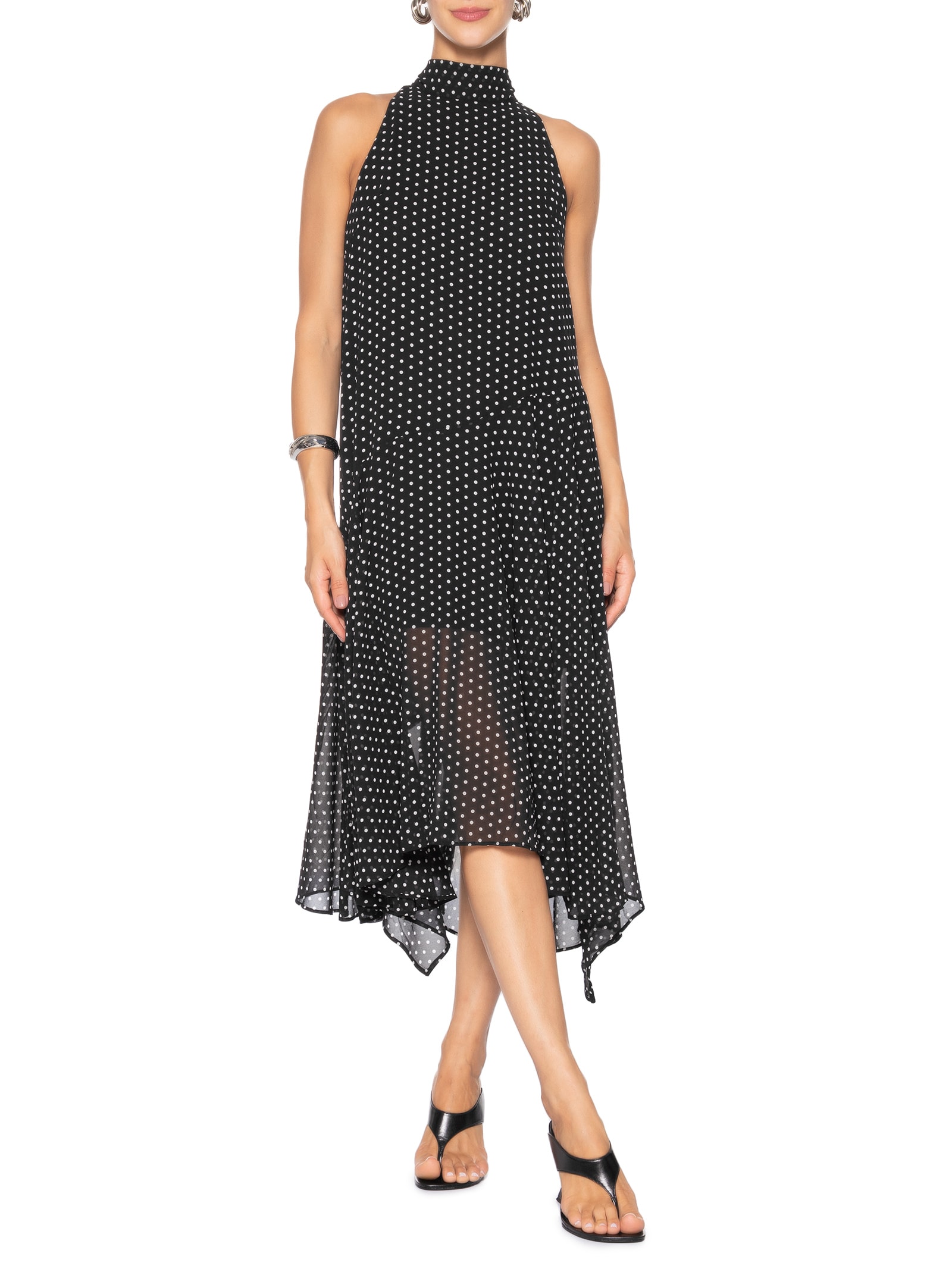 Vestido Midi Poá Preto Market 33