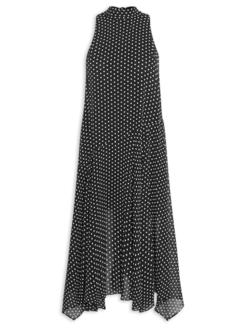 Vestido Midi Poá – Preto