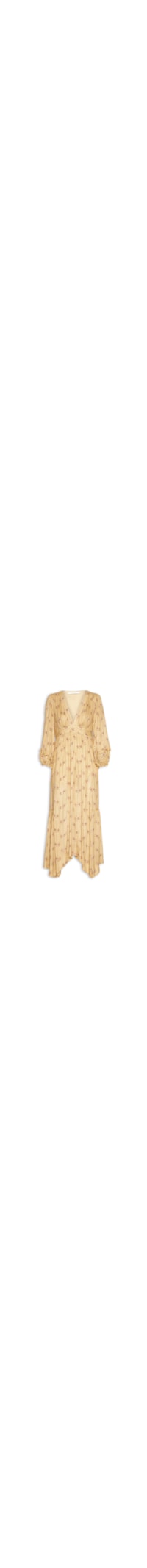 Vestido Midi Pontas Estampa Mini Fleur - Amarelo