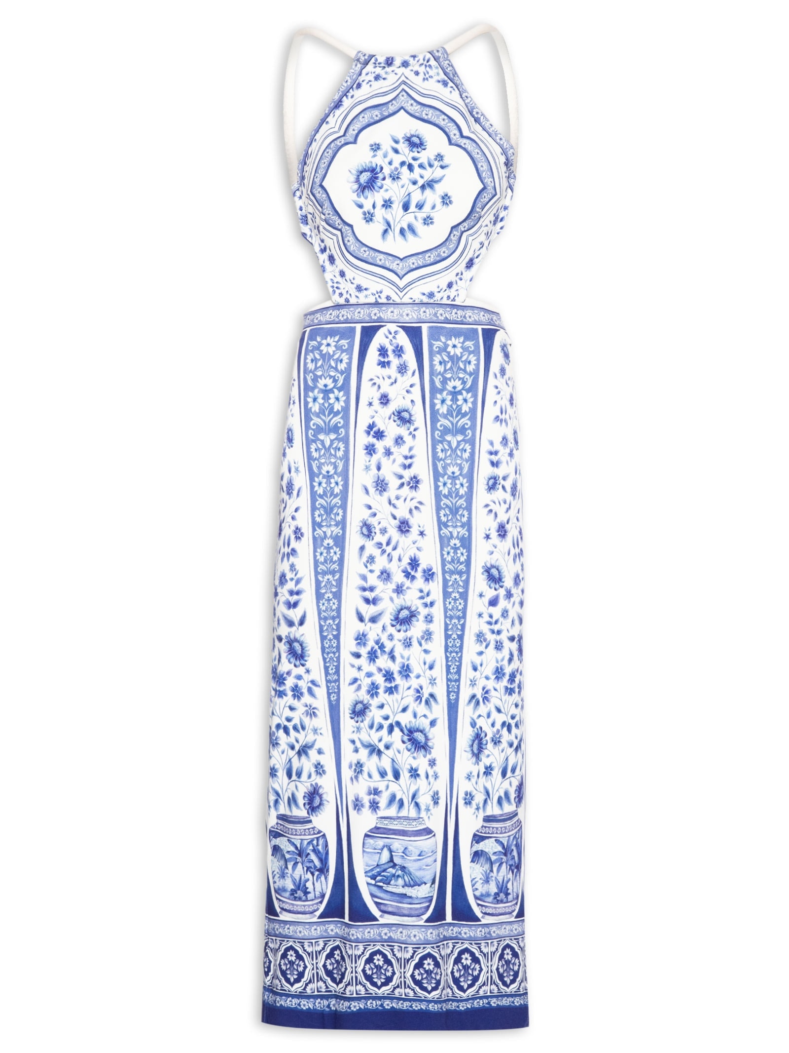 Vestido Midi Porcelana Branco Farm