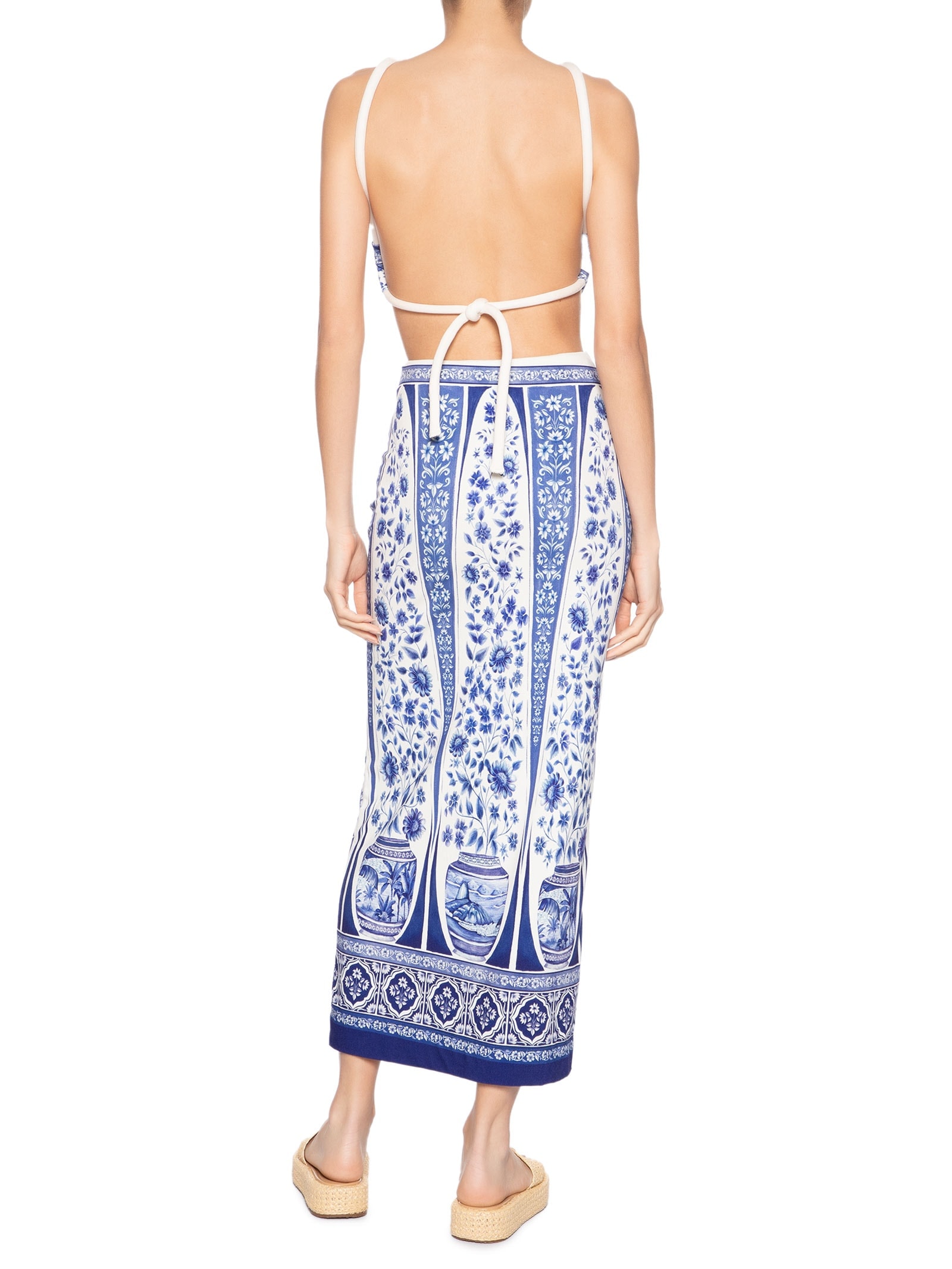Vestido Midi Porcelana Branco Farm