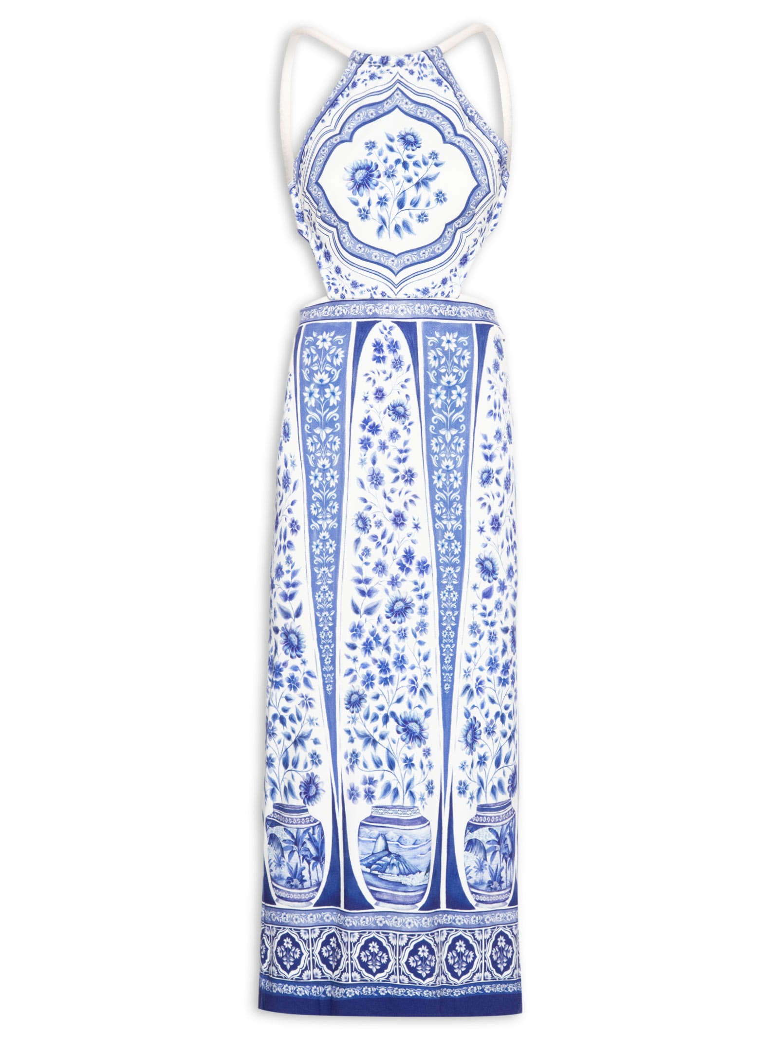 Vestido Midi Porcelana Branco Farm