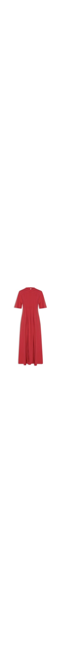 Vestido Midi Pregas T-Shirt - Vermelho