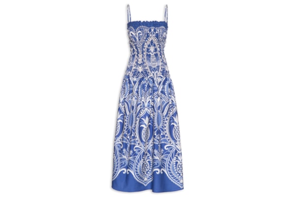 Vestido Midi Primor De Abacaxi - Azul