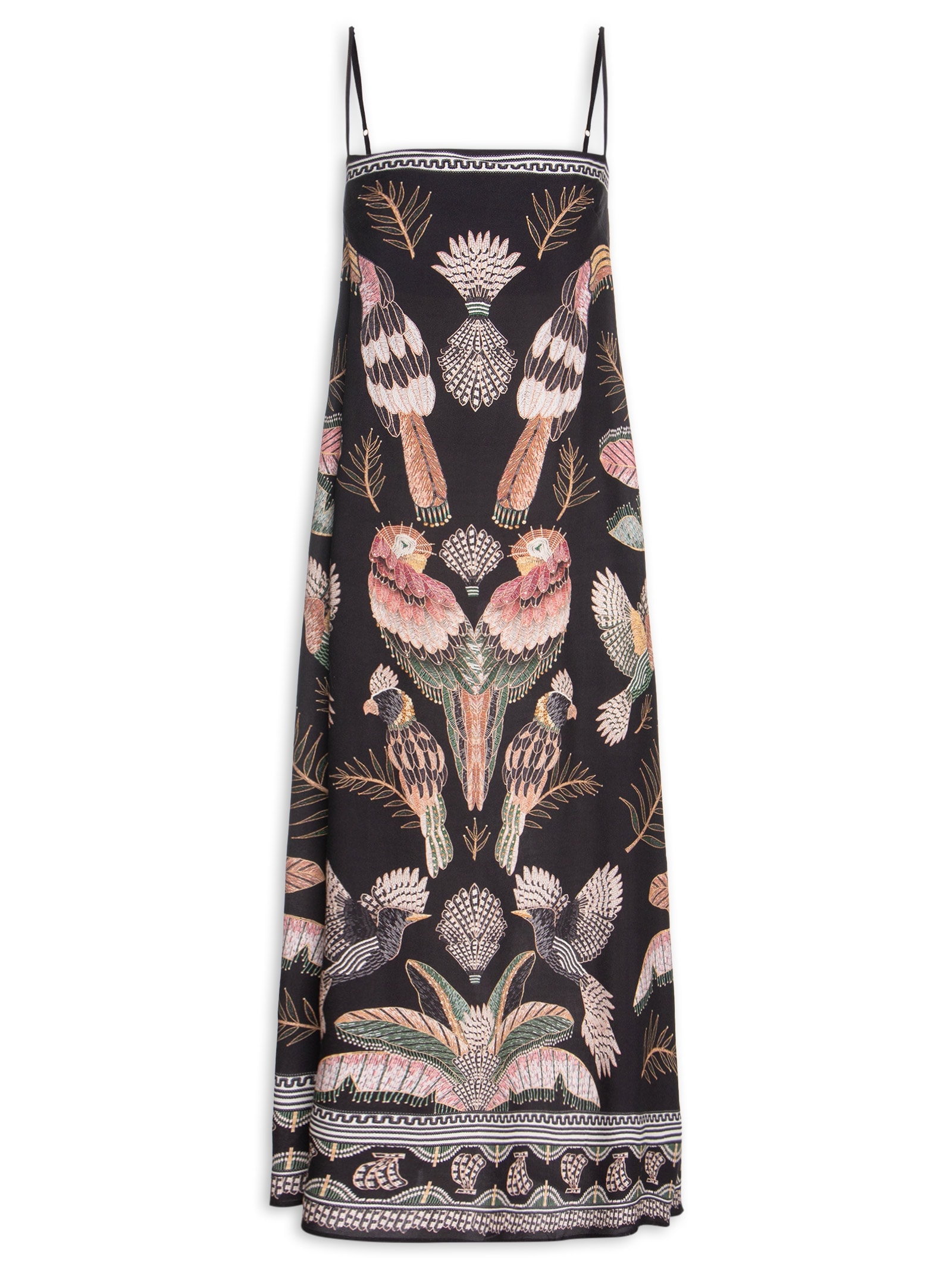 Vestido Midi Recanto Dos Pássaros Preto Farm