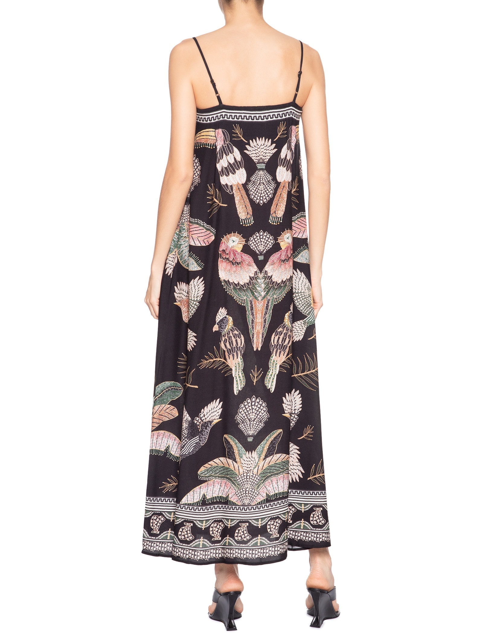 Vestido Midi Recanto Dos Pássaros Preto Farm