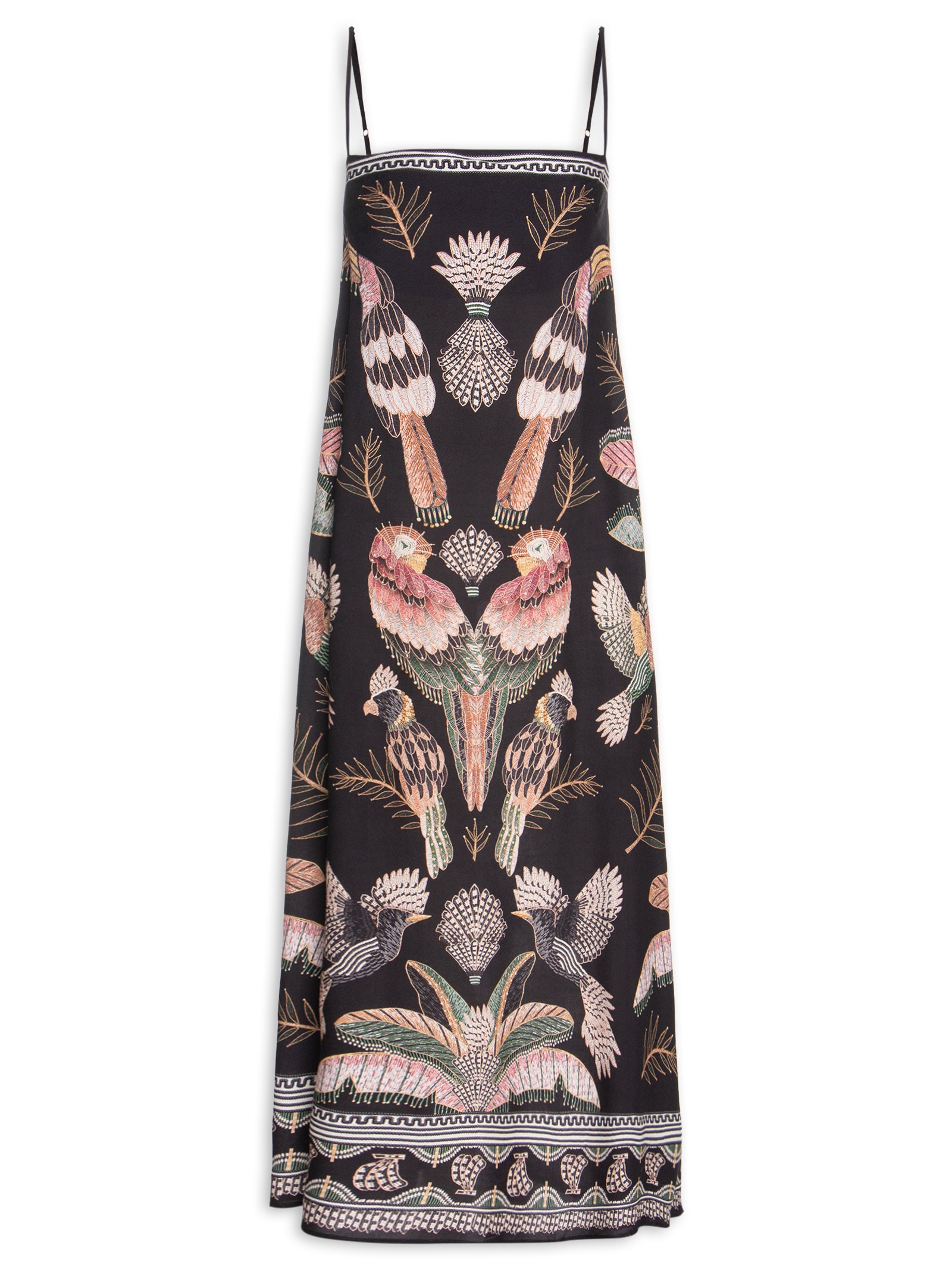 Vestido Midi Recanto Dos Pássaros Preto Farm