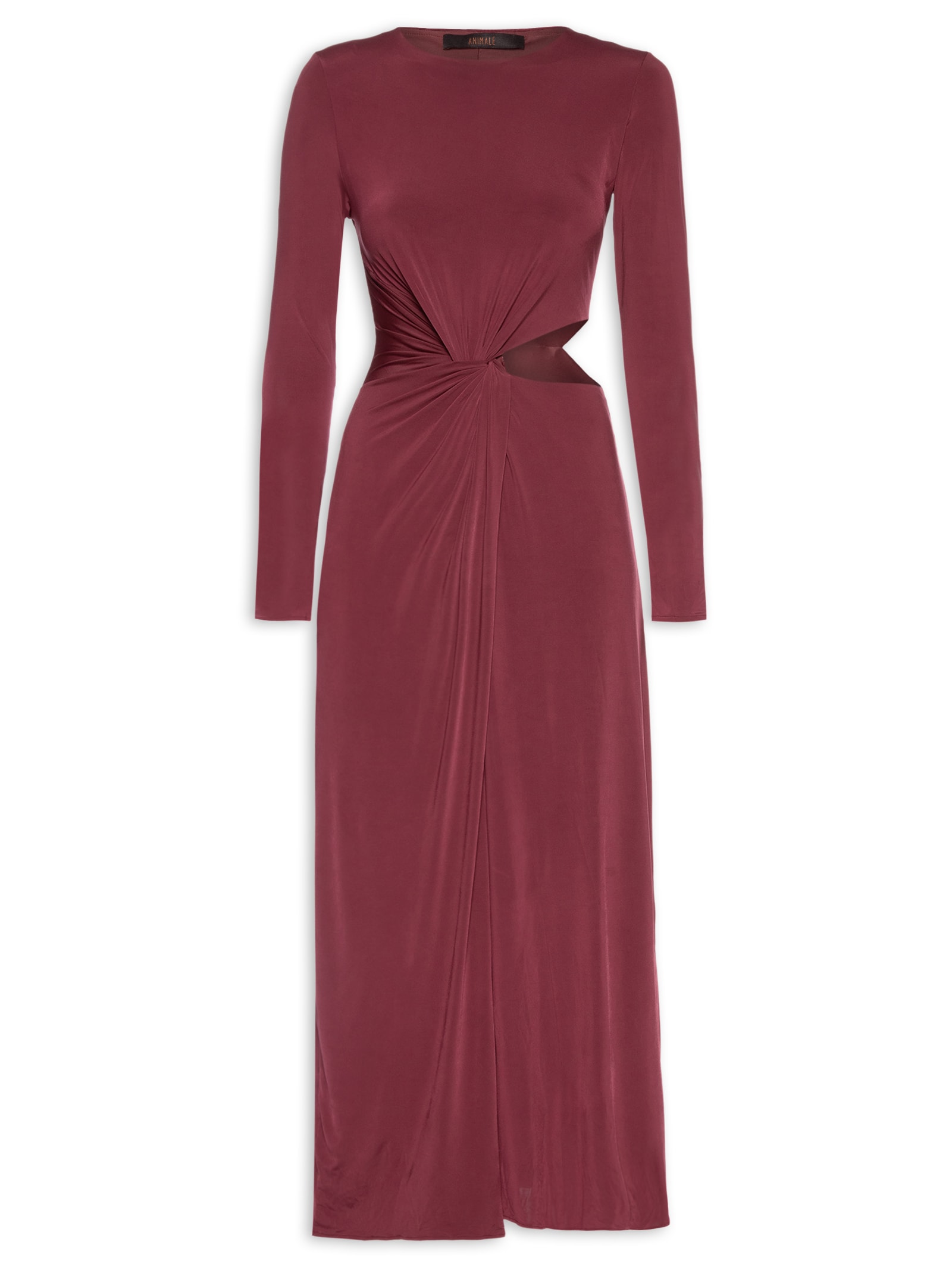 Vestido Midi Recorte Lateral Jersey Vermelho Animale