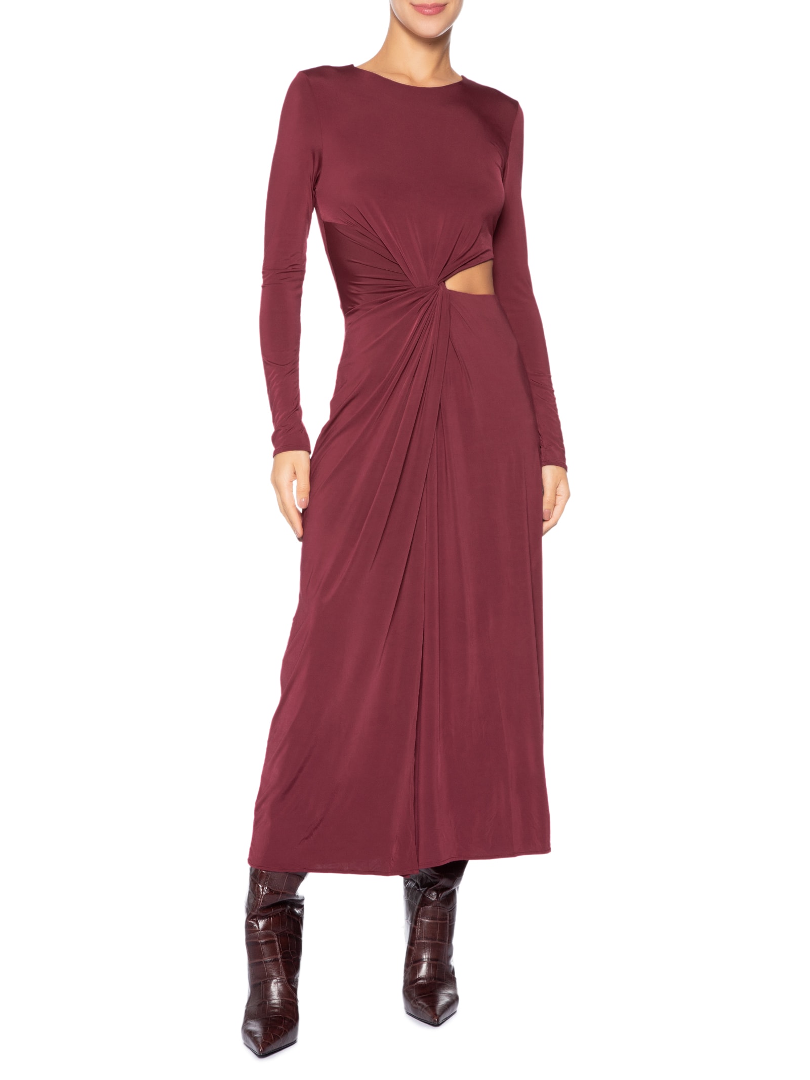 Vestido Midi Recorte Lateral Jersey Vermelho Animale