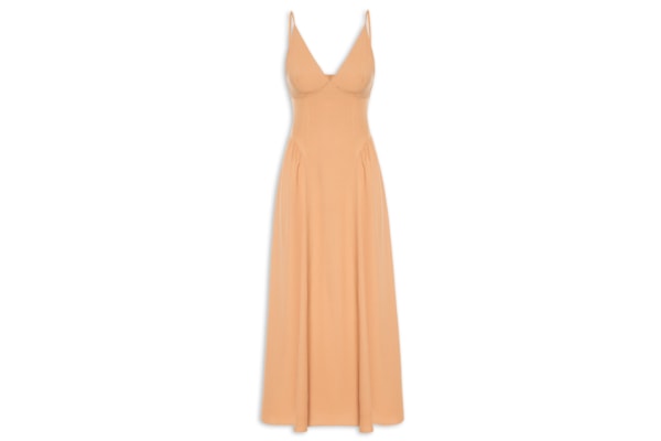 Vestido Midi Recortes - Bege