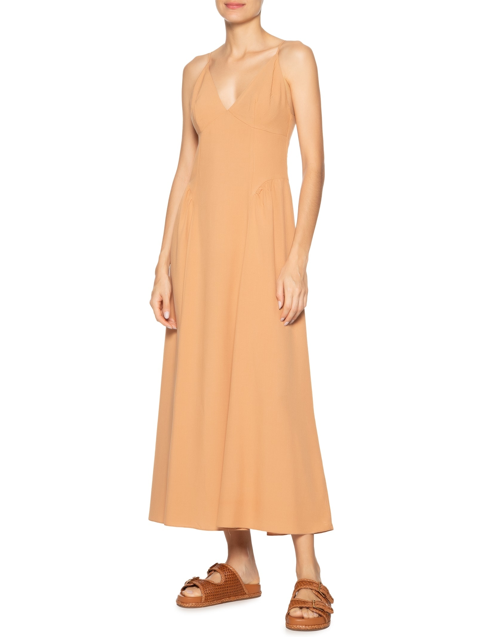 Vestido Midi Recortes Bege Dress To