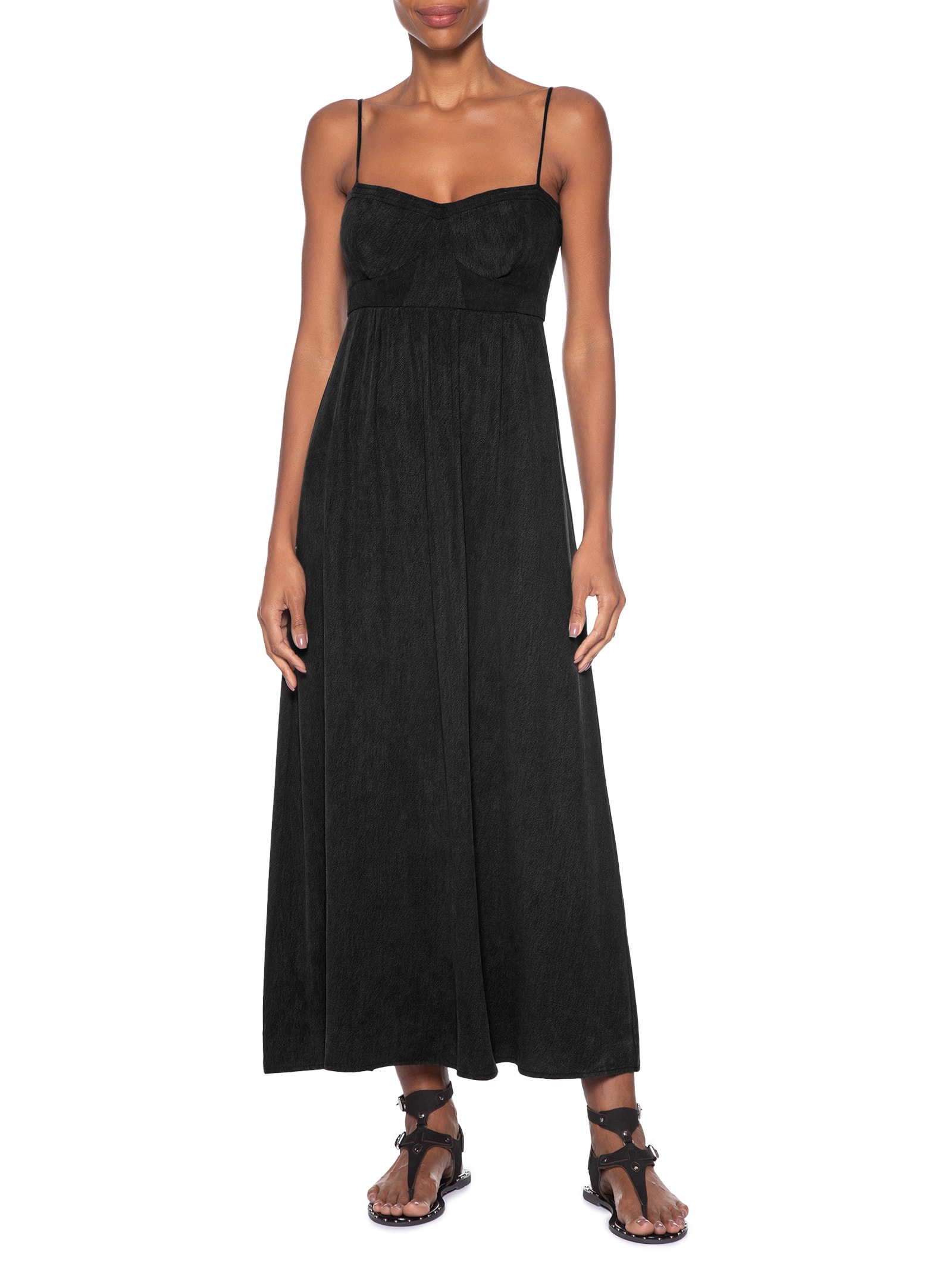 Vestido Midi Recortes Busto Preto Maria Filó