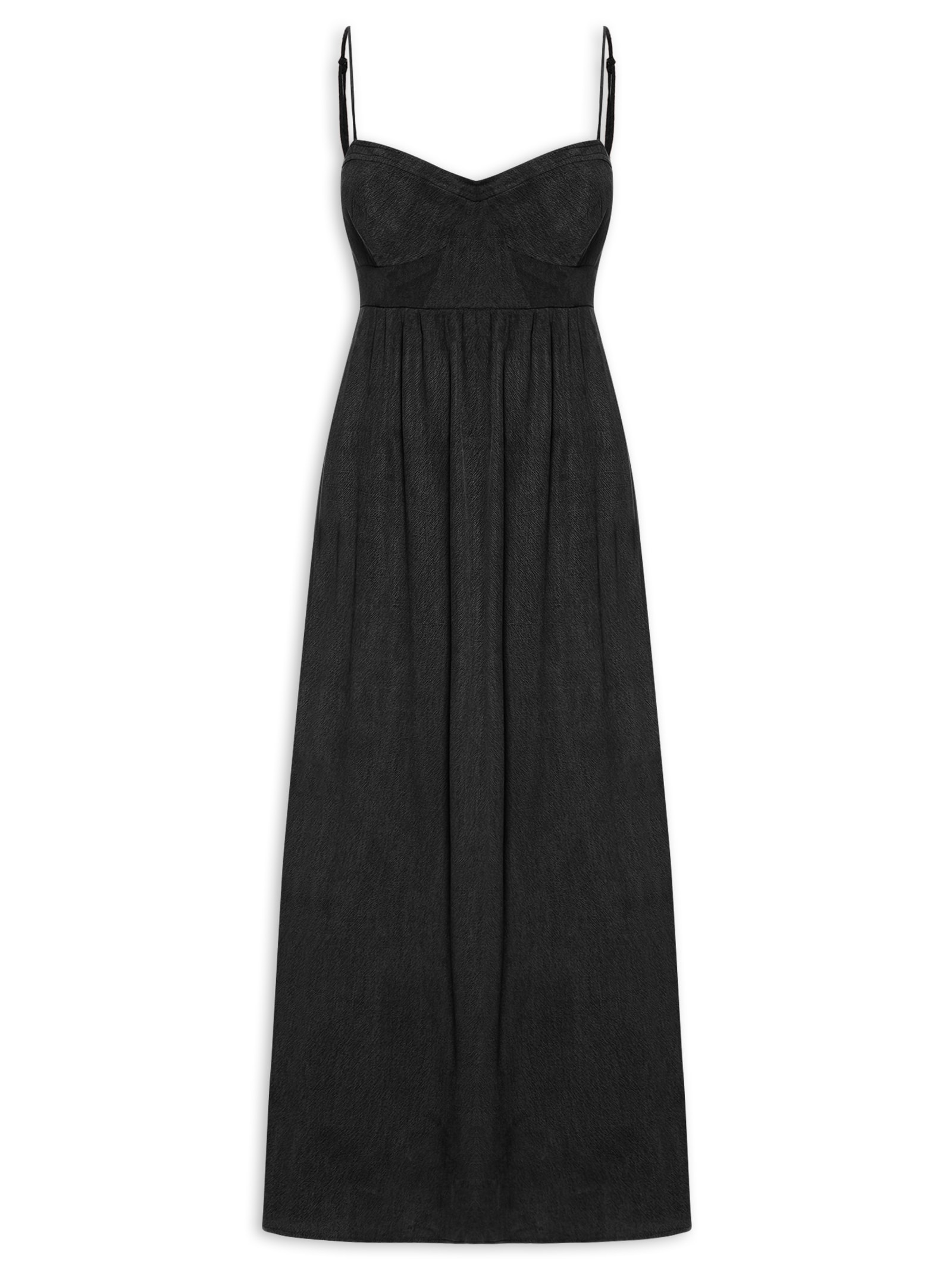 Vestido Midi Recortes Busto Preto Maria Filó