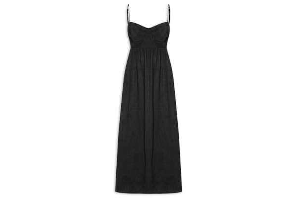 Vestido Midi Recortes Busto - Preto