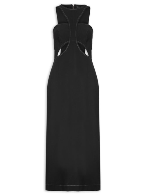 Vestido Midi Recortes – Preto
