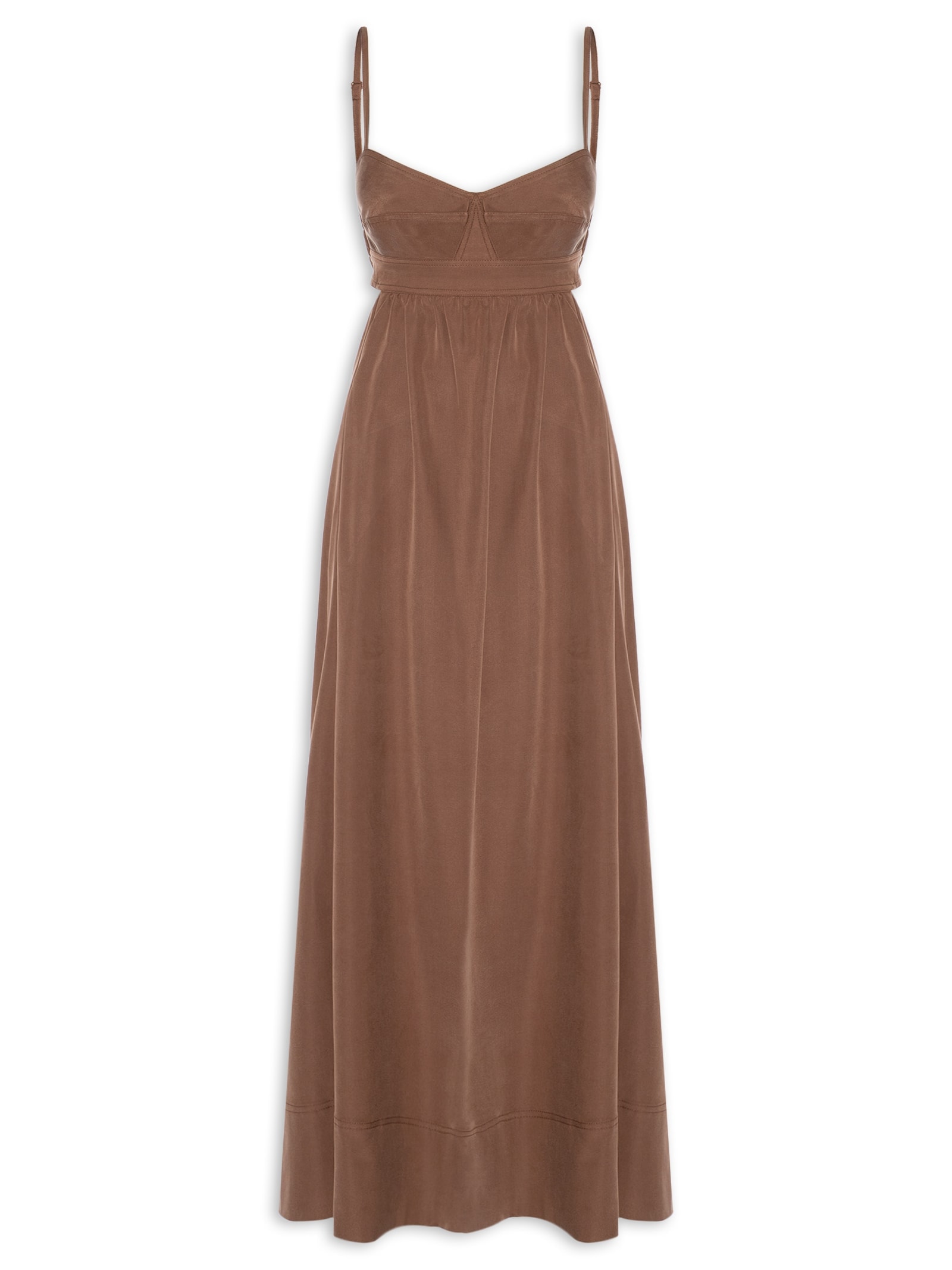 Vestido Midi Recortes – Marrom Animale