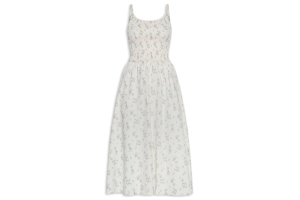 Vestido Midi Remy Shirred Bodice Midi Dr - Branco