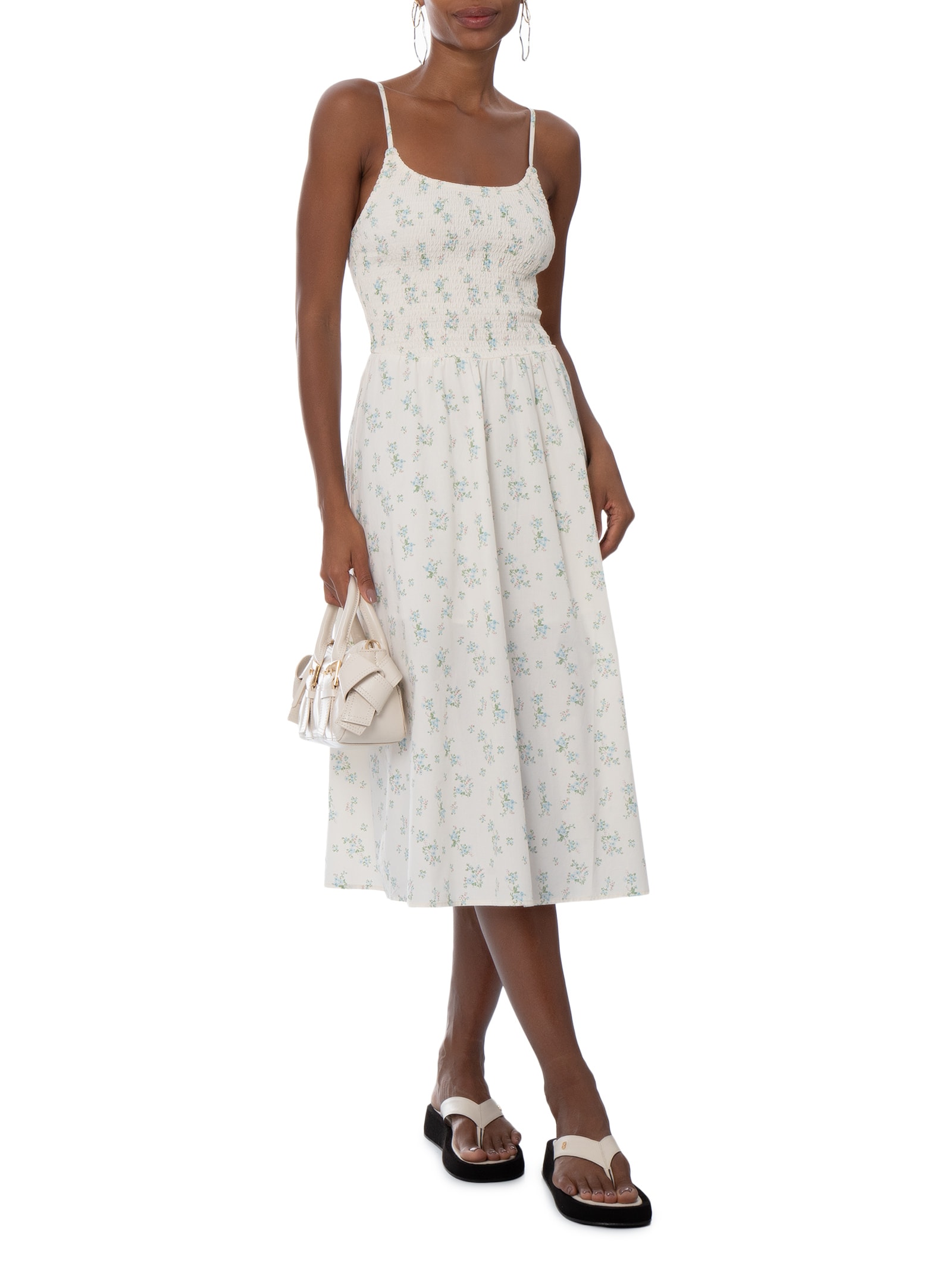 Vestido Midi Remy Shirred Bodice Midi Dr Branco Cotton On