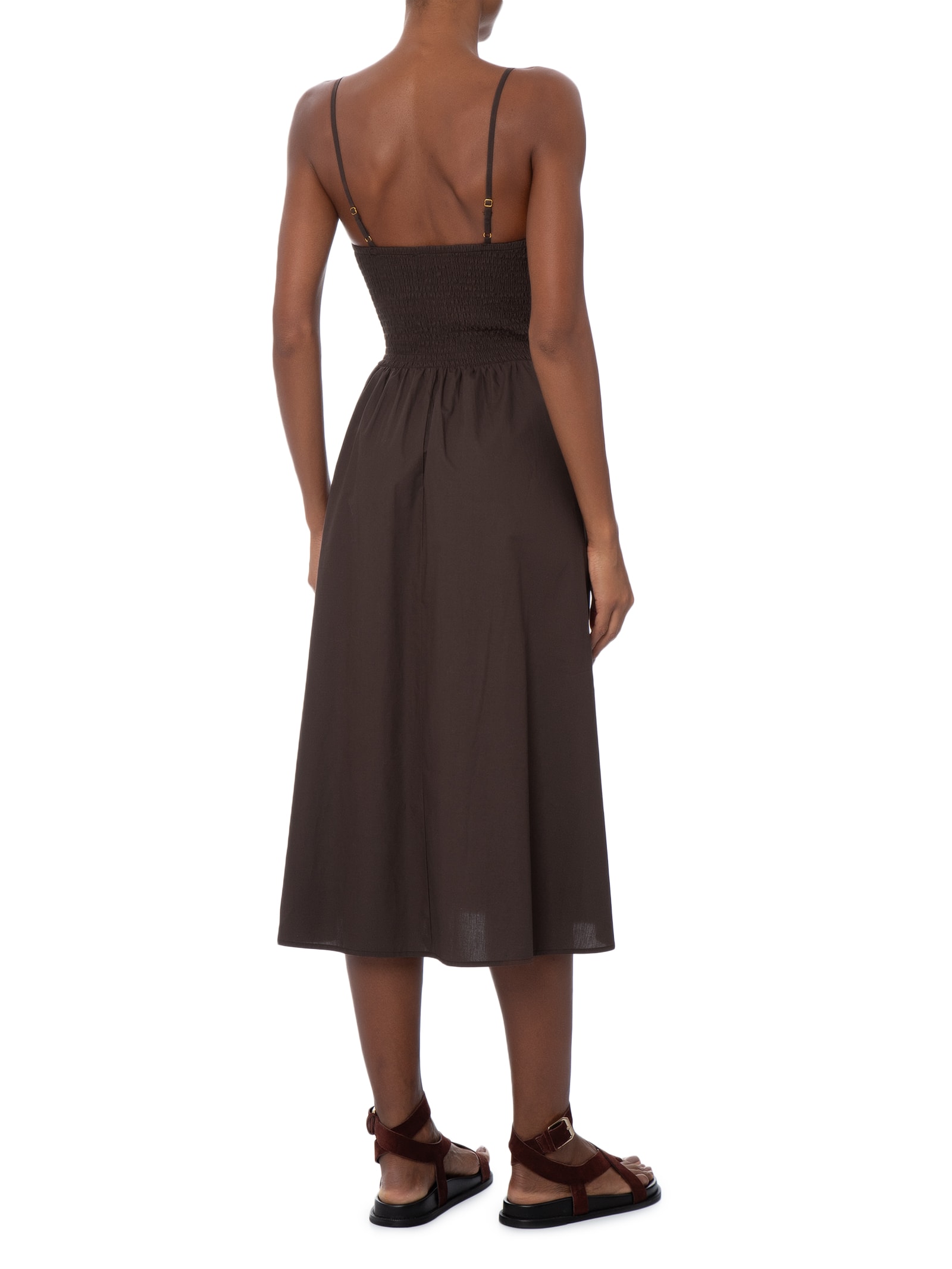 Vestido Midi Remy Shirred Bodice Midi Dr Marrom Cotton On