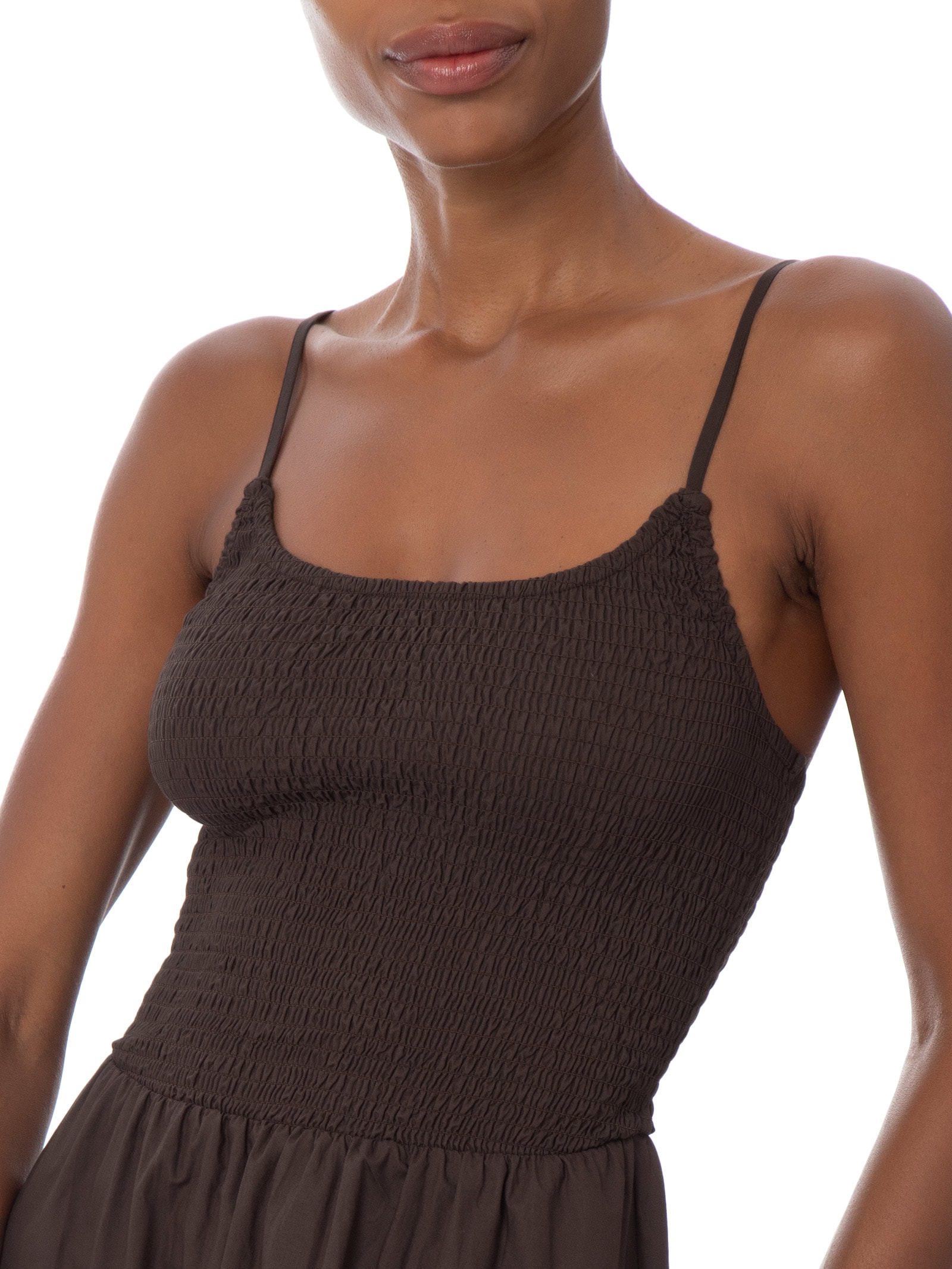 Vestido Midi Remy Shirred Bodice Midi Dr Marrom Cotton On