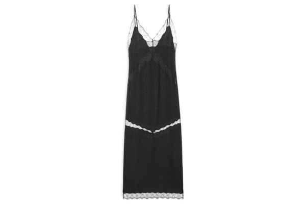 Vestido Midi Renda Jacquard - Preto