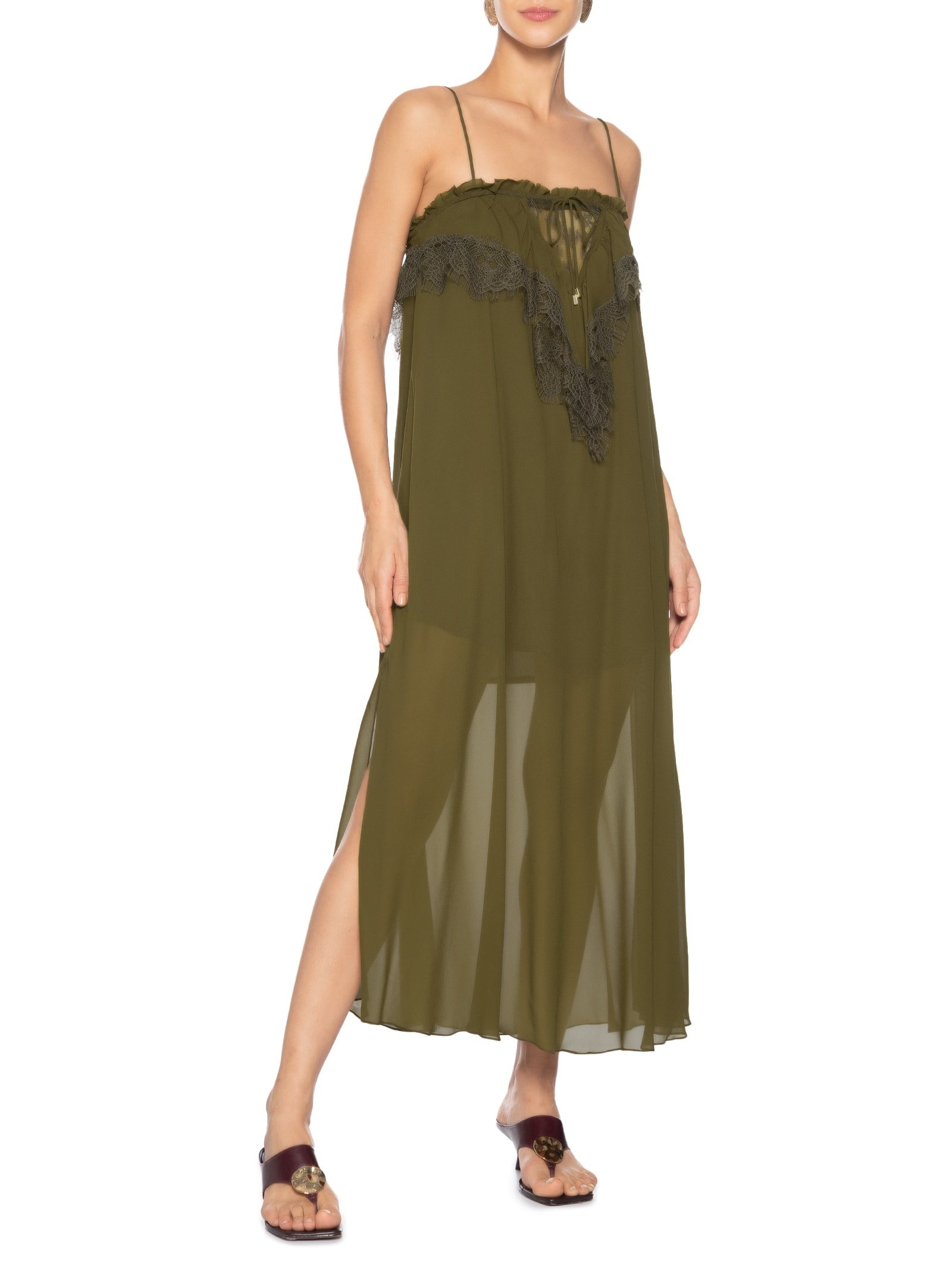 Vestido Midi Rendinha Kahn Verde Animale