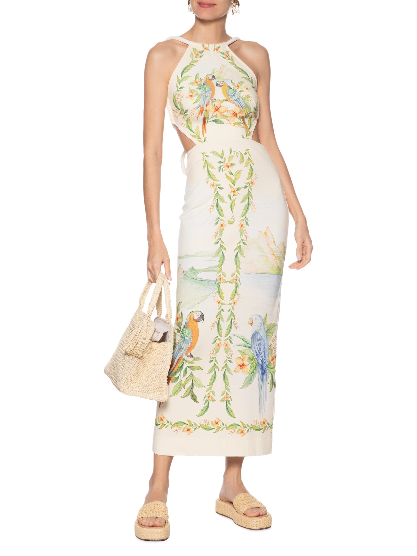 Vestido Midi Respiro De Rio Bege Farm