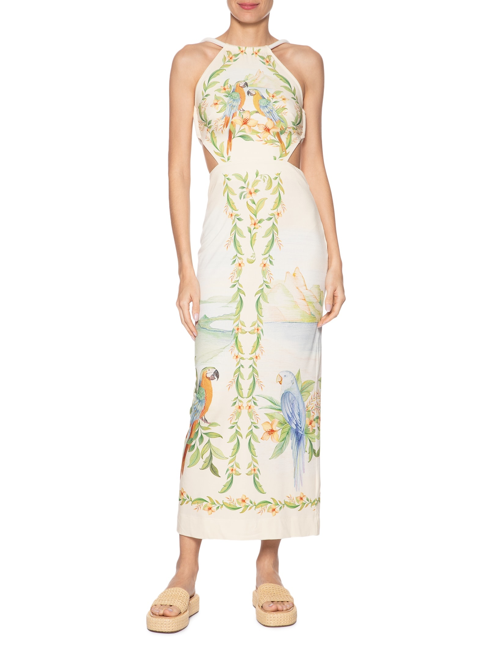 Vestido Midi Respiro De Rio Bege Farm
