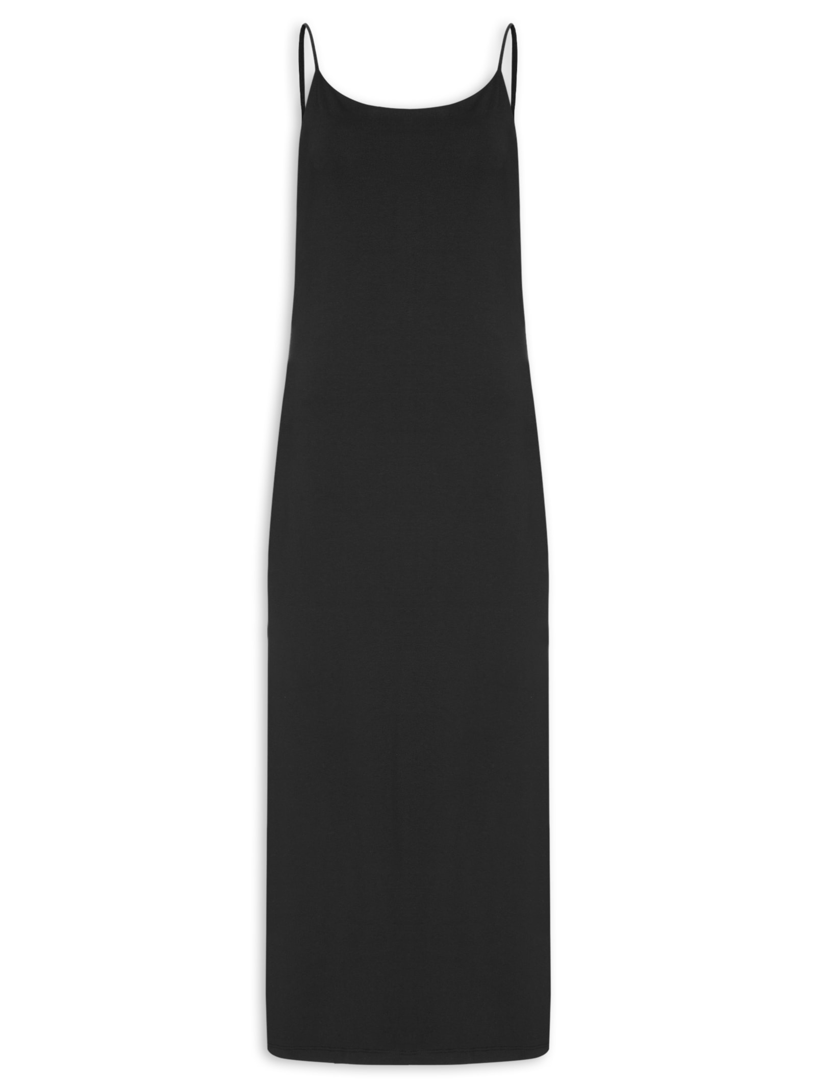 Vestido Midi Reto Em Algodão Preto Hering