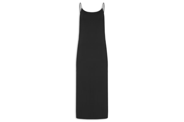 Vestido Midi Reto Em Algodão - Preto