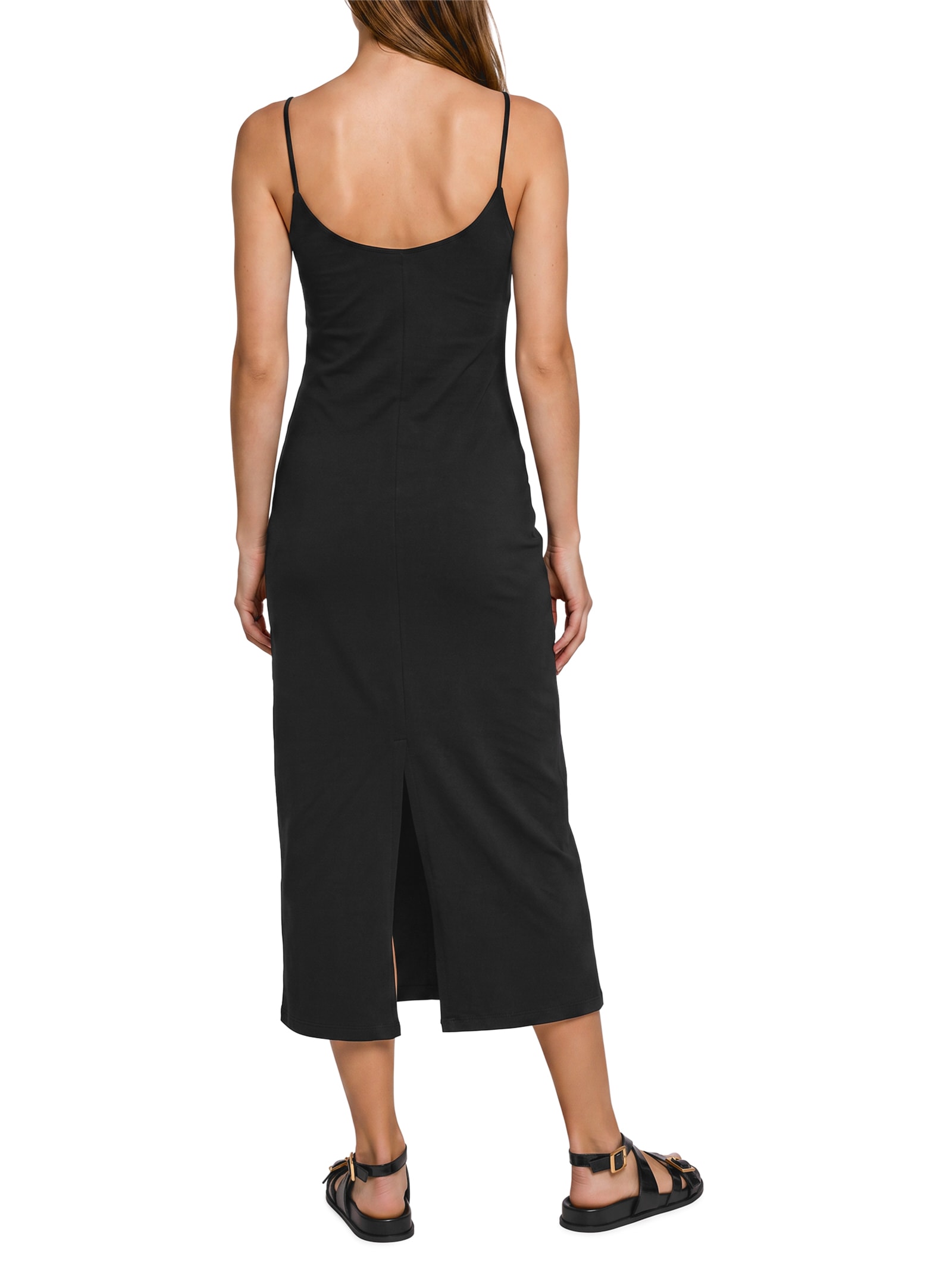 Vestido Midi Reto Em Algodão Preto Hering
