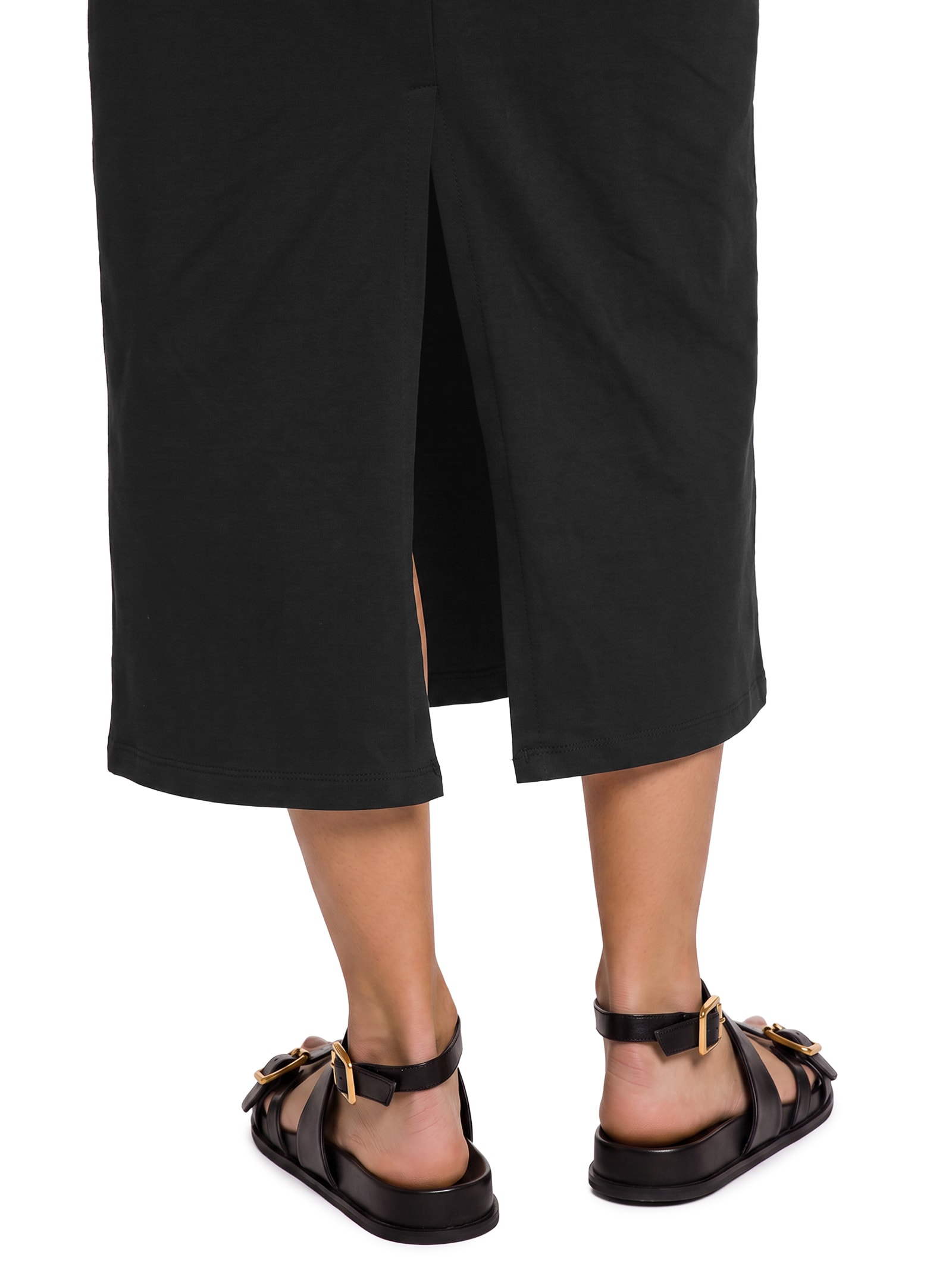 Vestido Midi Reto Em Algodão Preto Hering