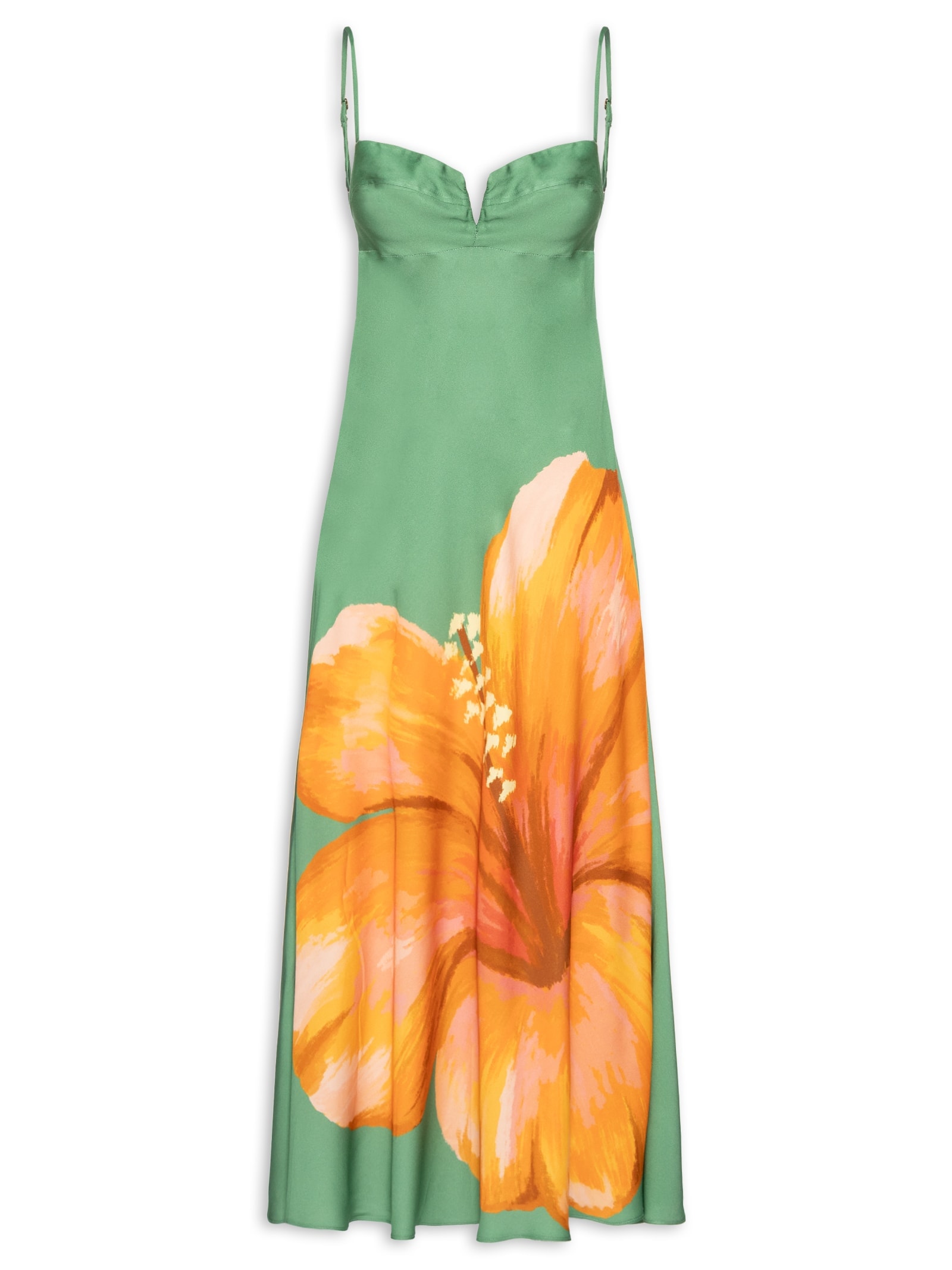 Vestido Midi Reto Thalia Verde Farm