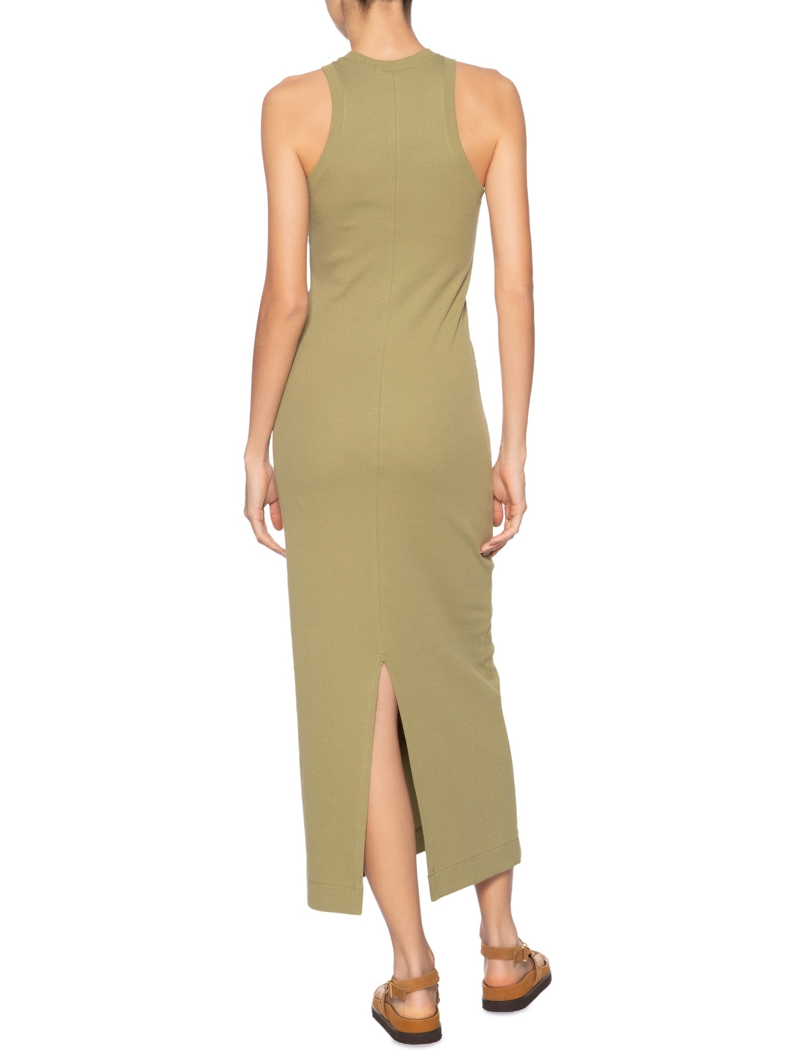 Vestido Midi Rib Cacho De Banana Verde Farm