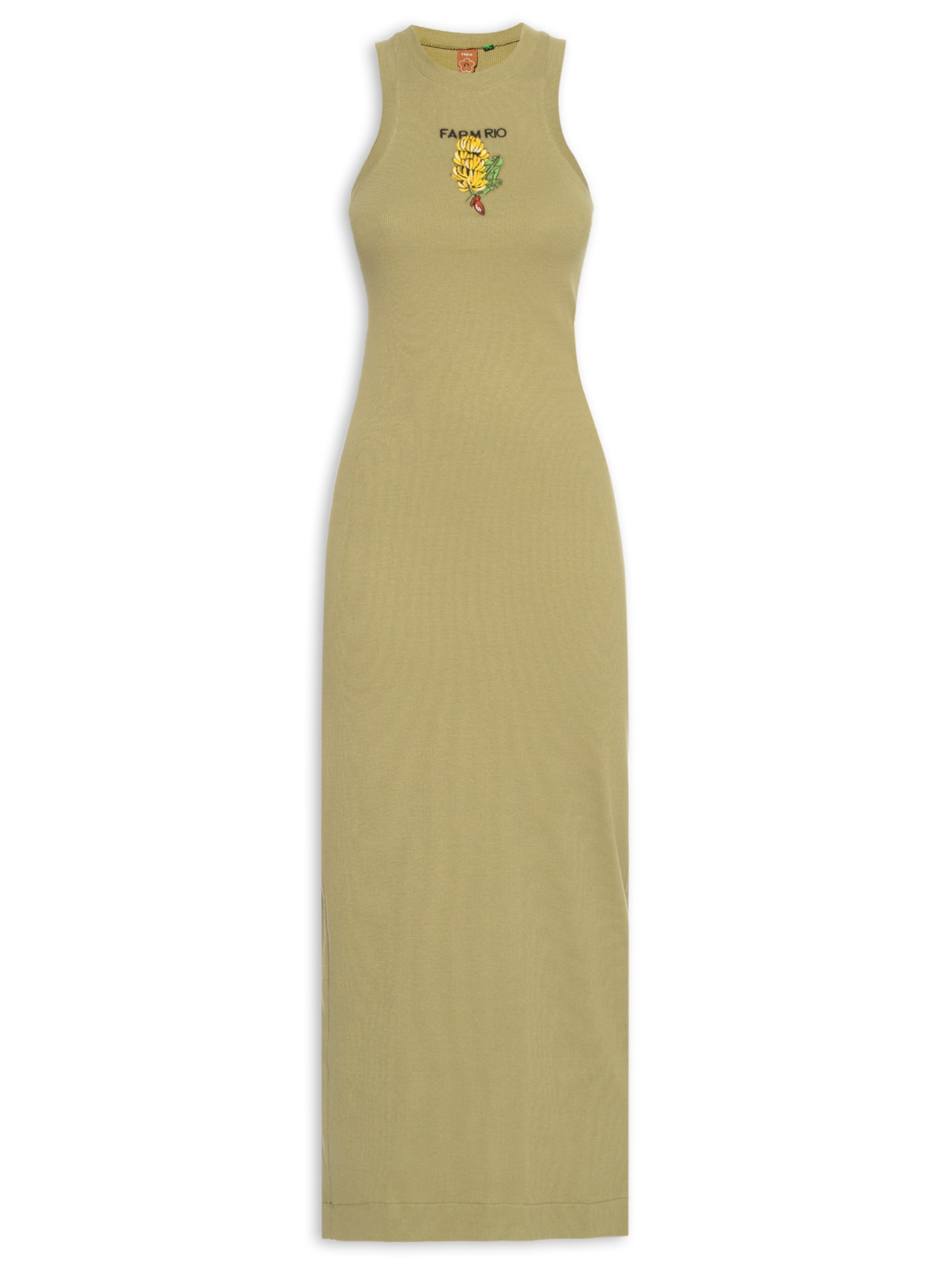 Vestido Midi Rib Cacho De Banana Verde Farm