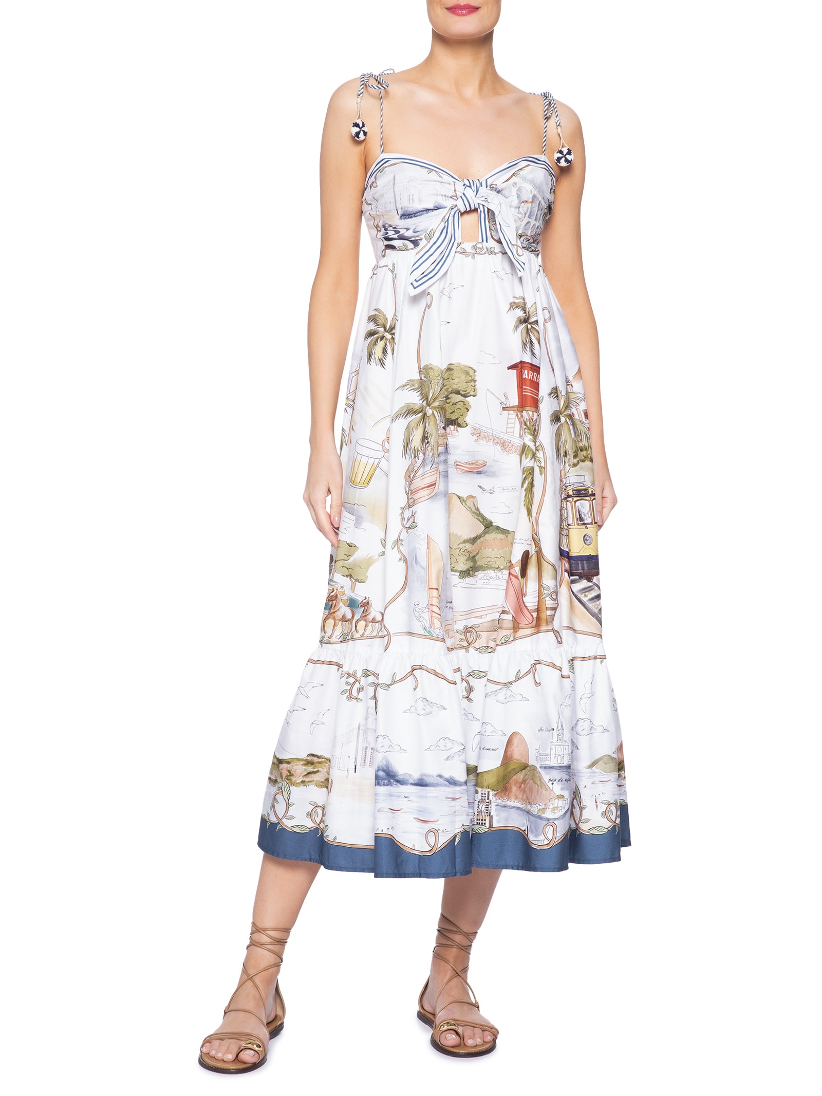 Vestido Midi Rio A Dentro Branco Farm