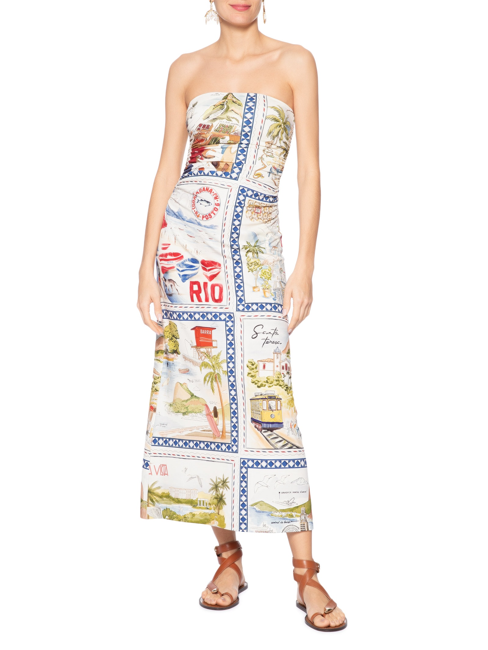 Vestido Midi Rio a Dentro  – Bege Farm