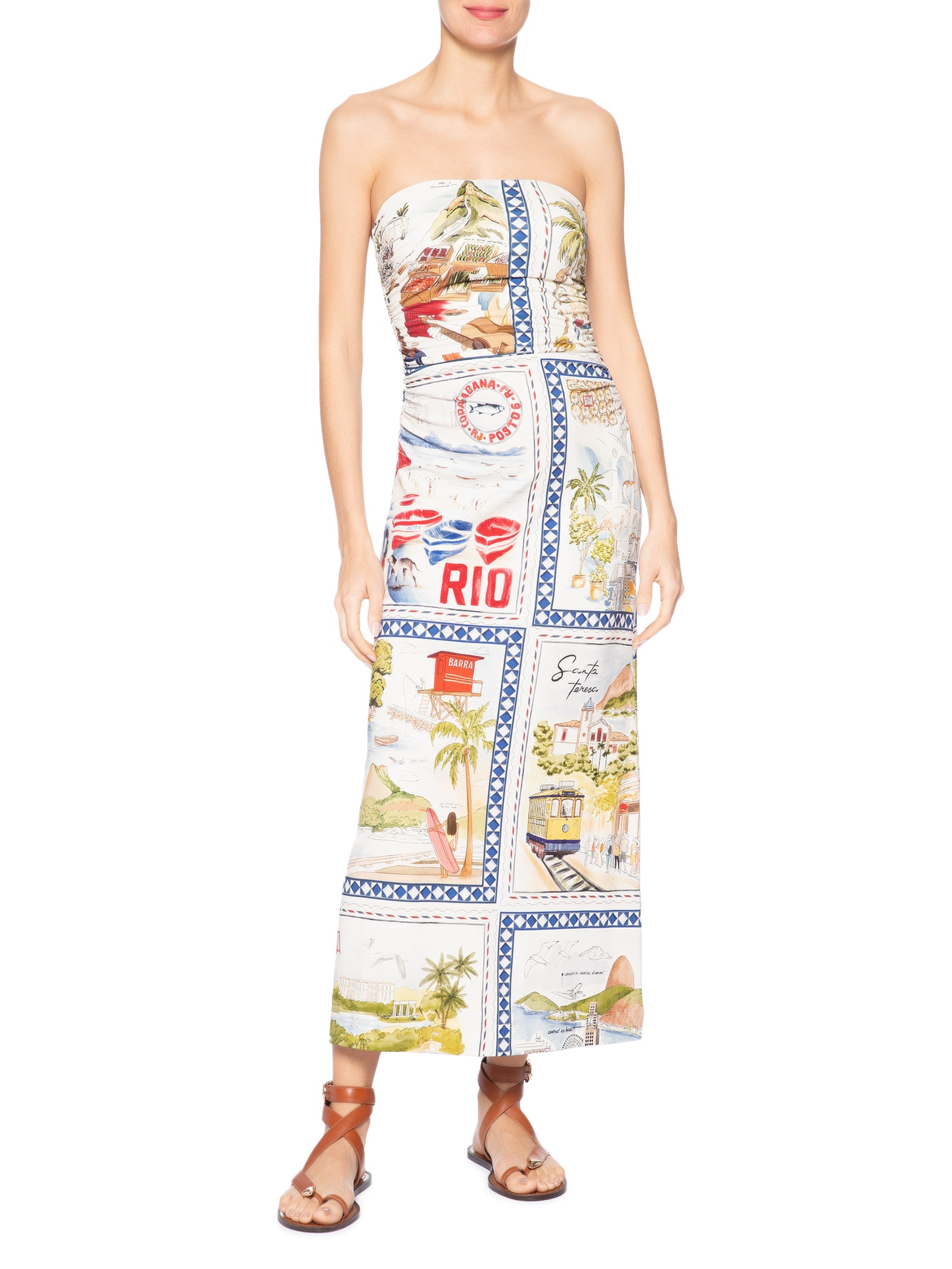 Vestido Midi Rio a Dentro  – Bege Farm