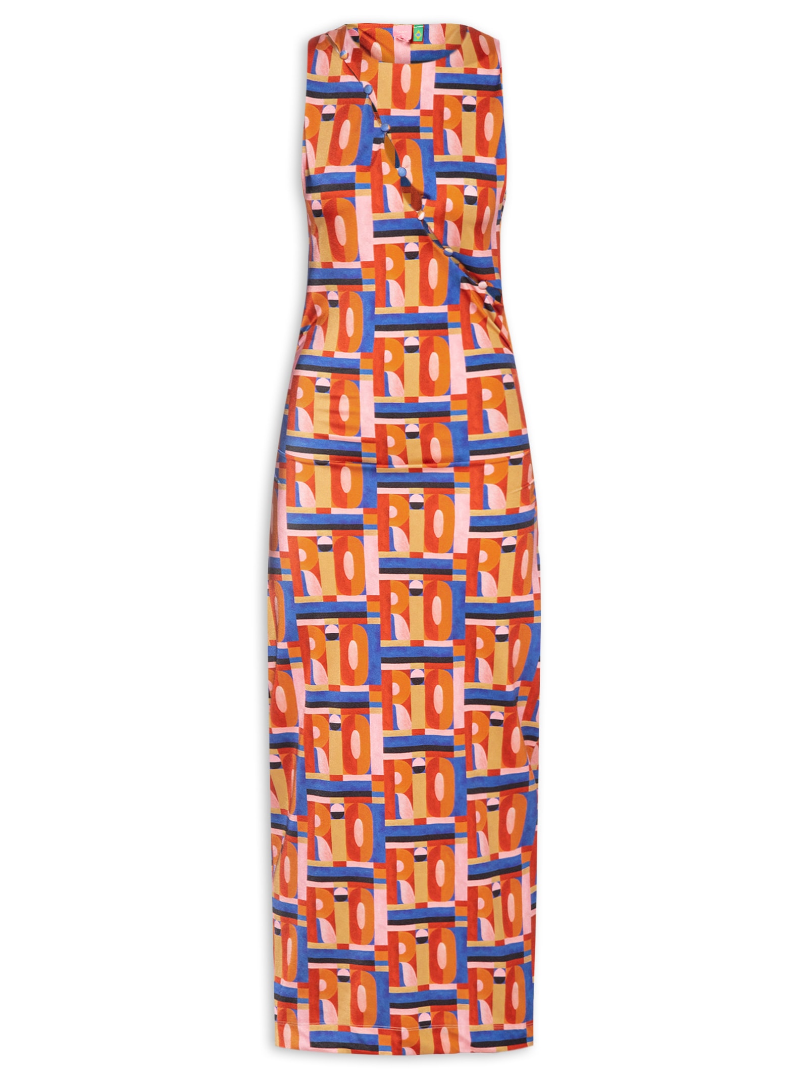 Vestido Midi Rio Gráfico Rosa Farm