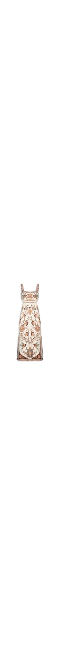 Vestido Midi Romance De Pássaro - Bege