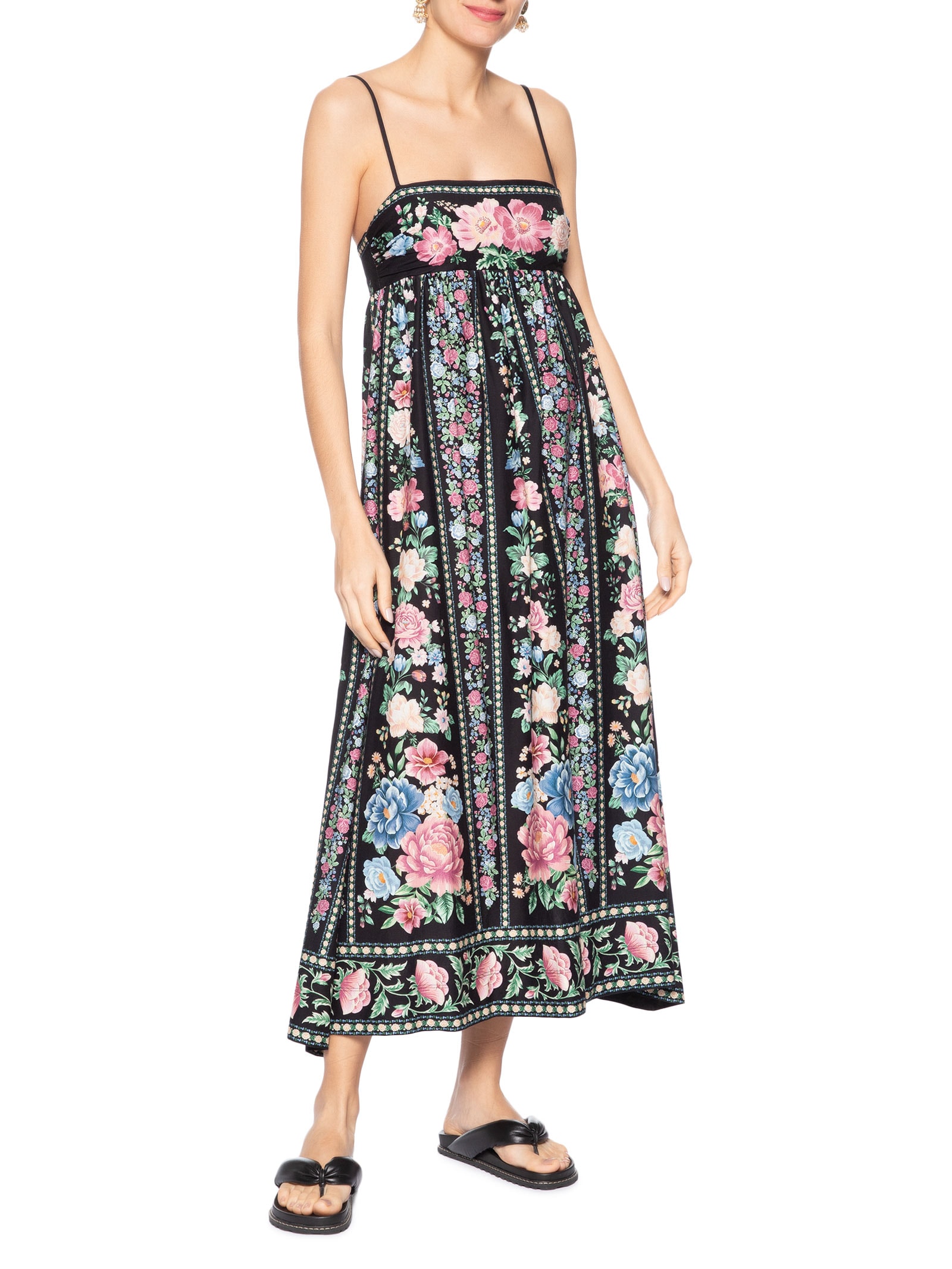 Vestido Midi Romance Preto Farm