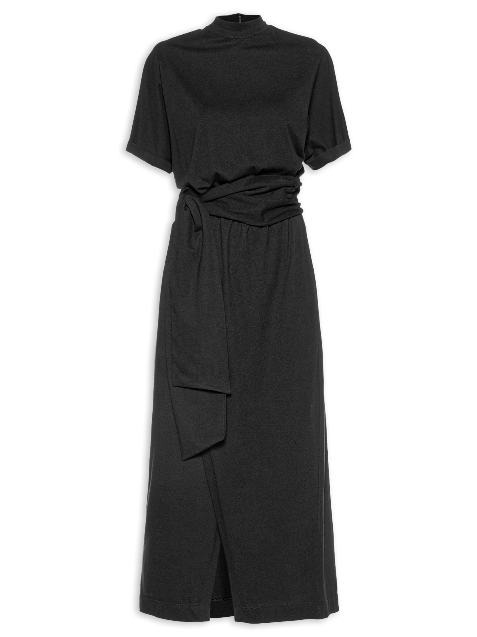 Vestido Midi Saia Transpassada Preto Animale
